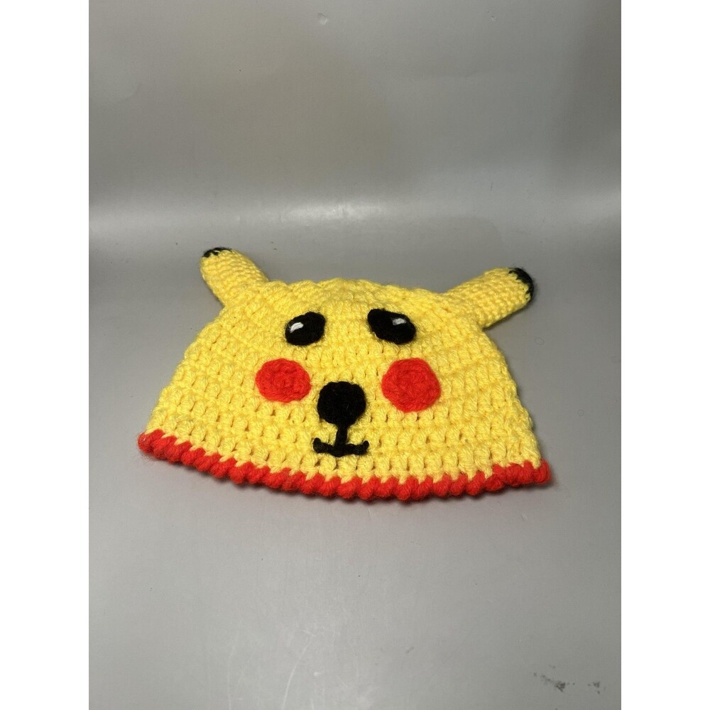 Pikachu Hat Cap Fitted Kids Small Handmade Crochet Pokemon Beanie Cosplay